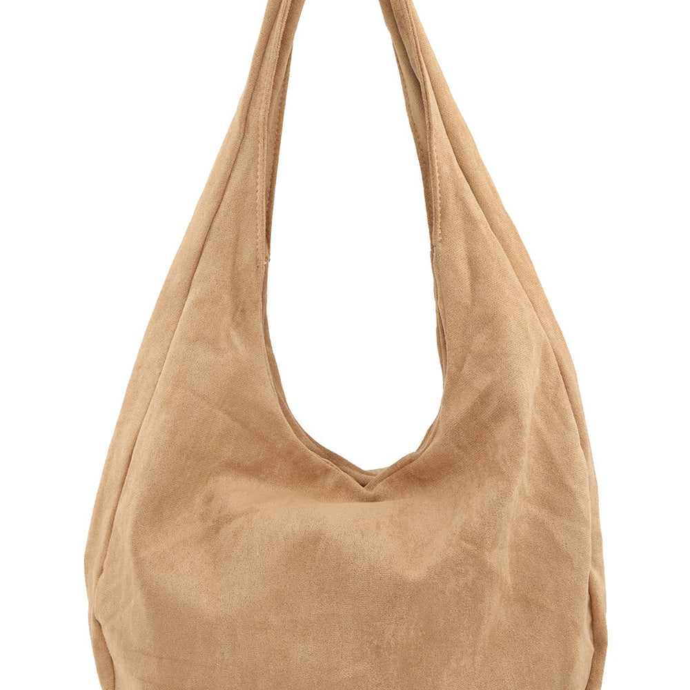 Slouchy Faux Suede Shoulder Bag - Khaki