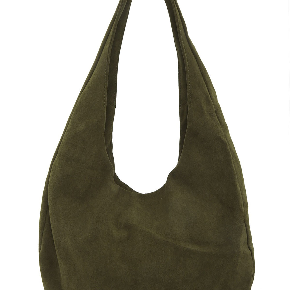 Slouchy Faux Suede Shoulder Bag - Olive