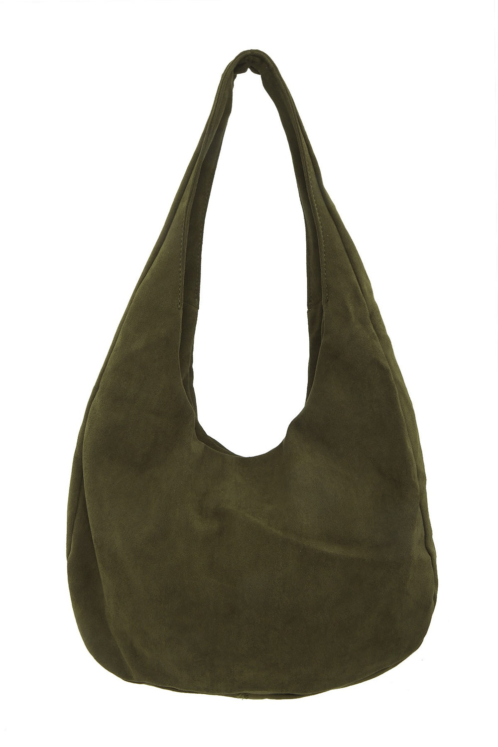 Slouchy Faux Suede Shoulder Bag - Olive