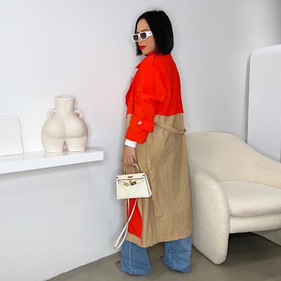Colorblock Trench Coat
