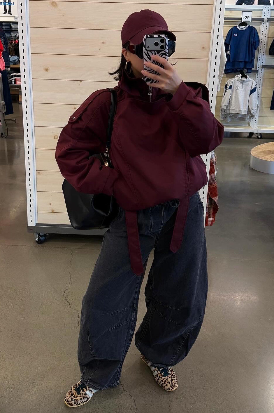 Noemi Funnel Neck Jacket - Burgundy