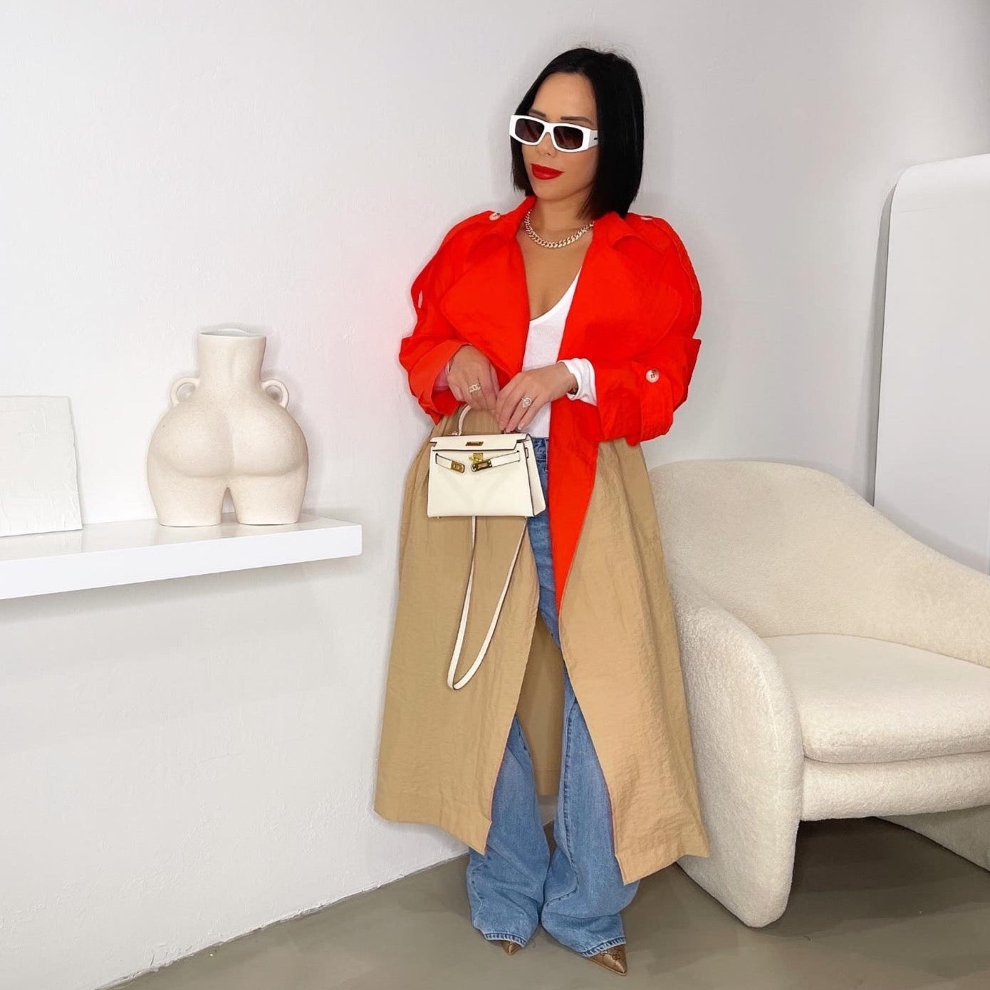 Colorblock Trench Coat