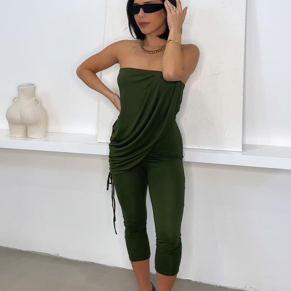 Brooke Capri Jumpsuit— Olive Green