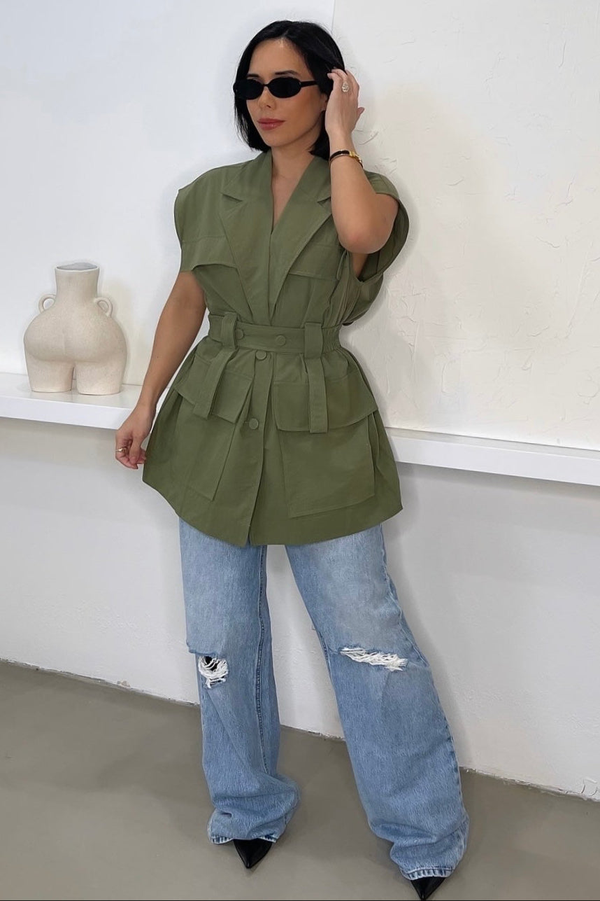 Gwen Cargo Vest - Olive