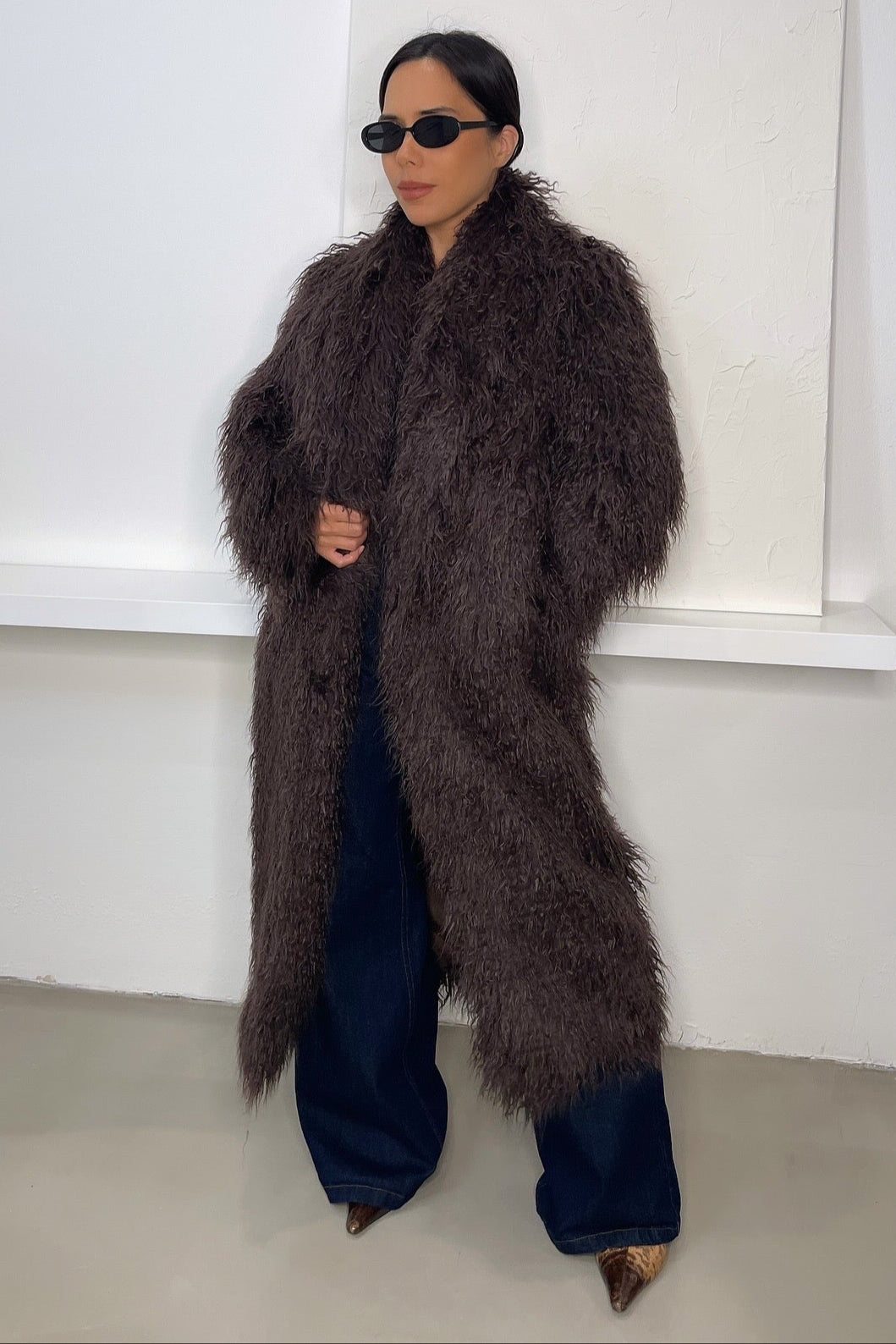 Sloane Faux Fur Coat - Brown
