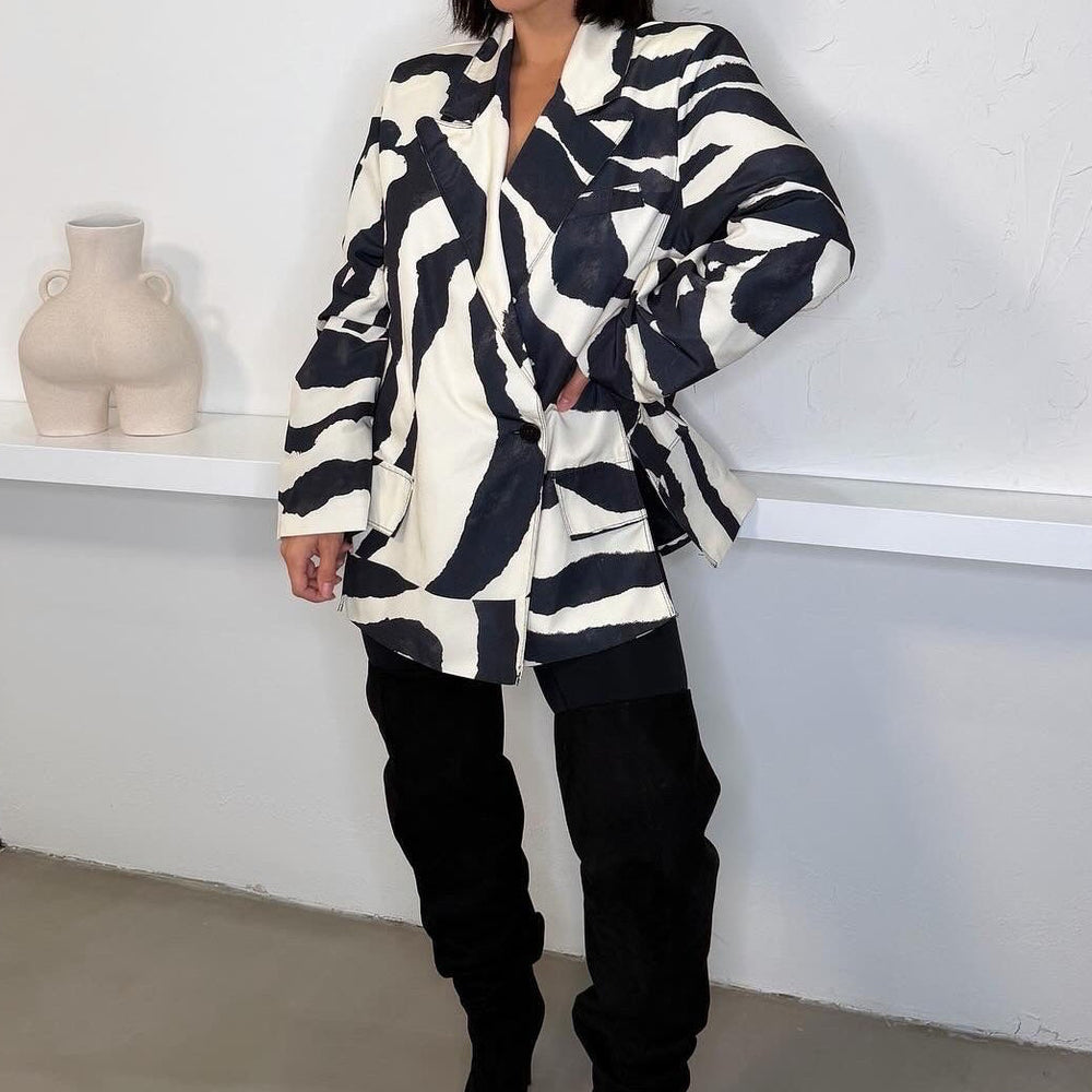 Zella Oversized Blazer - Zebra Print