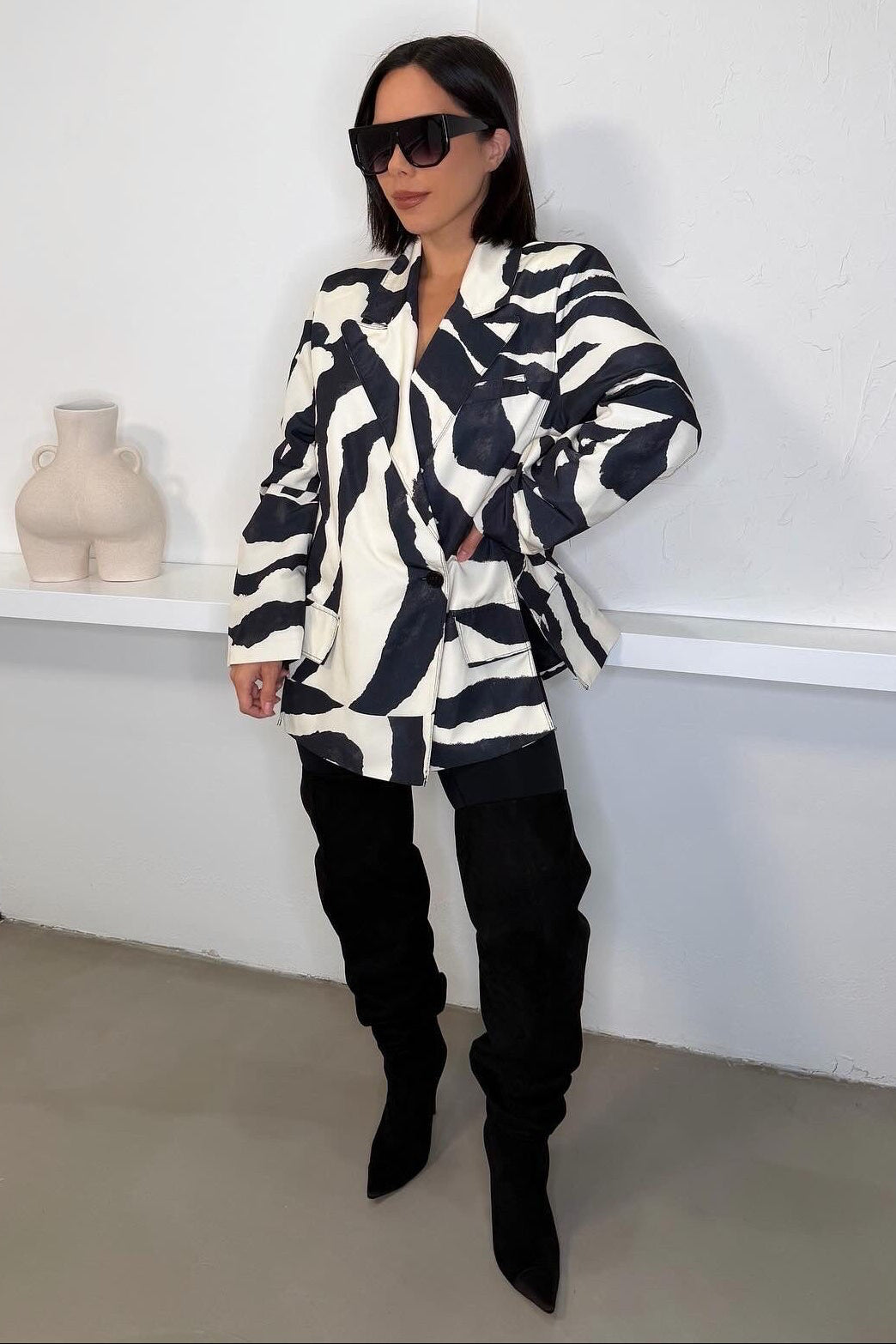 Zella Oversized Blazer - Zebra Print
