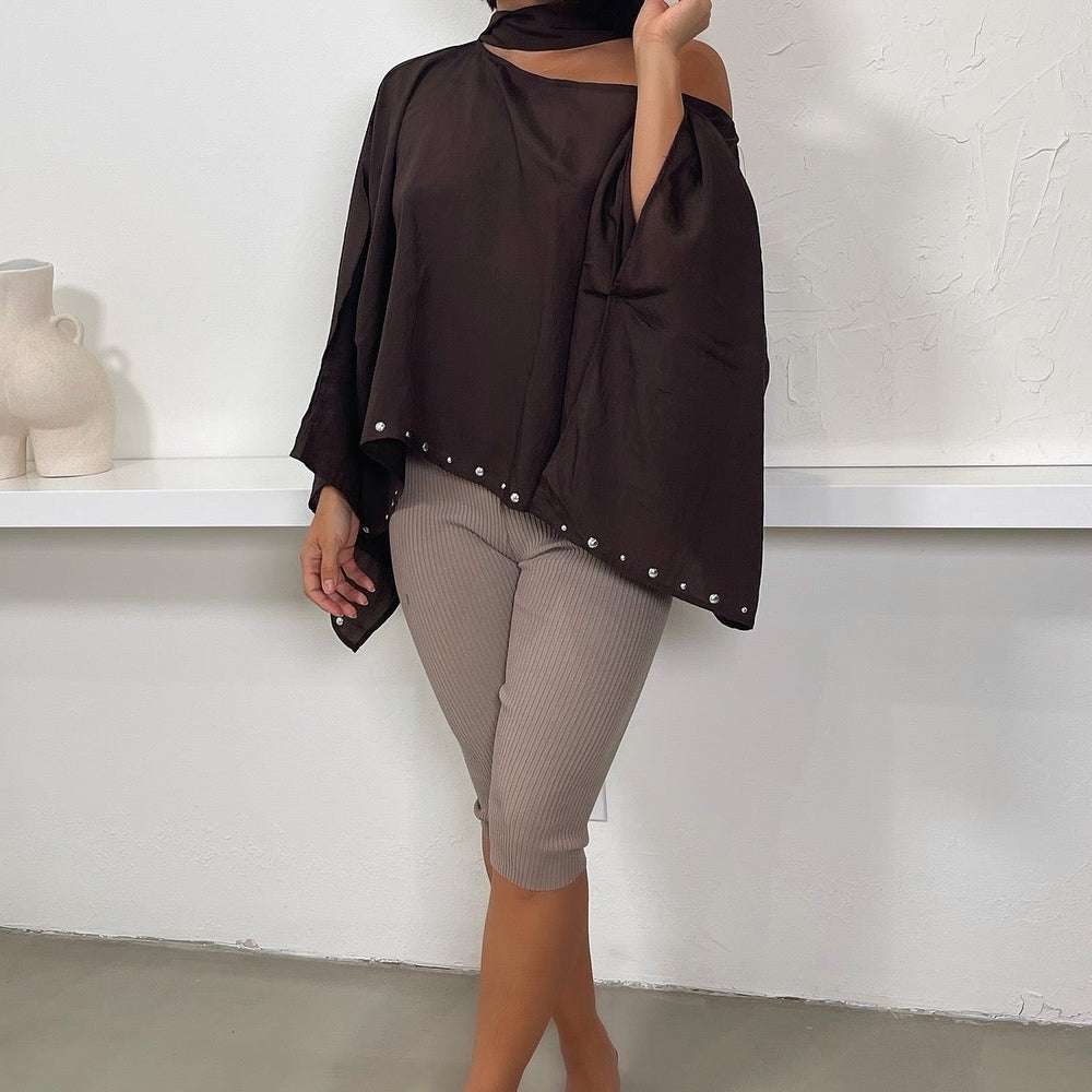 Jamila Off The Shoulder Top - Dark Brown