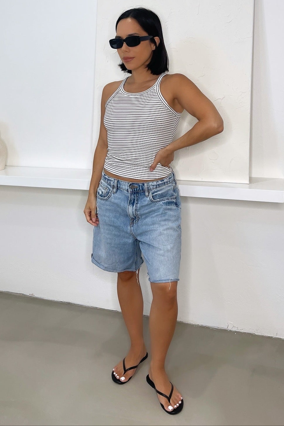 Leila Striped Tank - White/Black