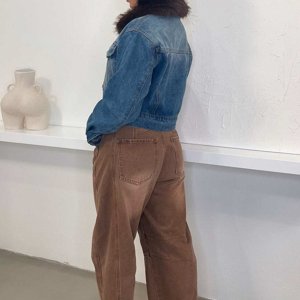 
                      
                        Carina Short Faux Fur Jacket - Denim
                      
                    