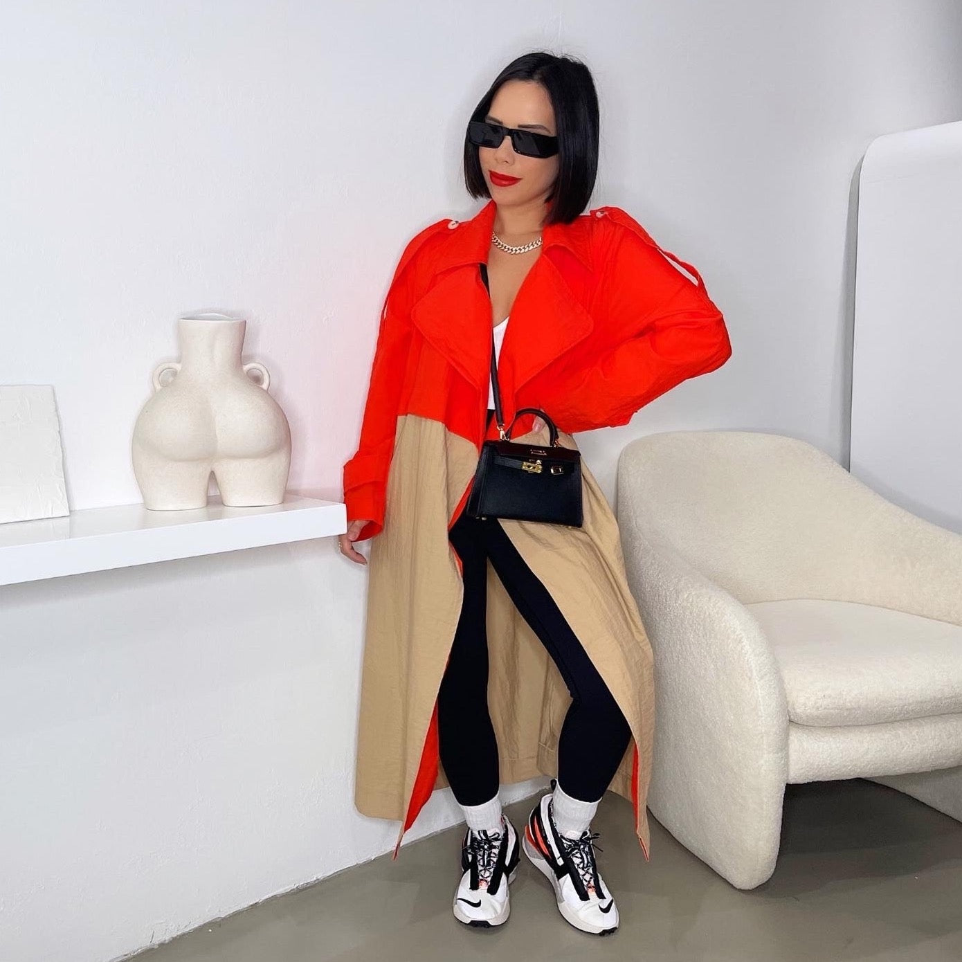 Colorblock Trench Coat