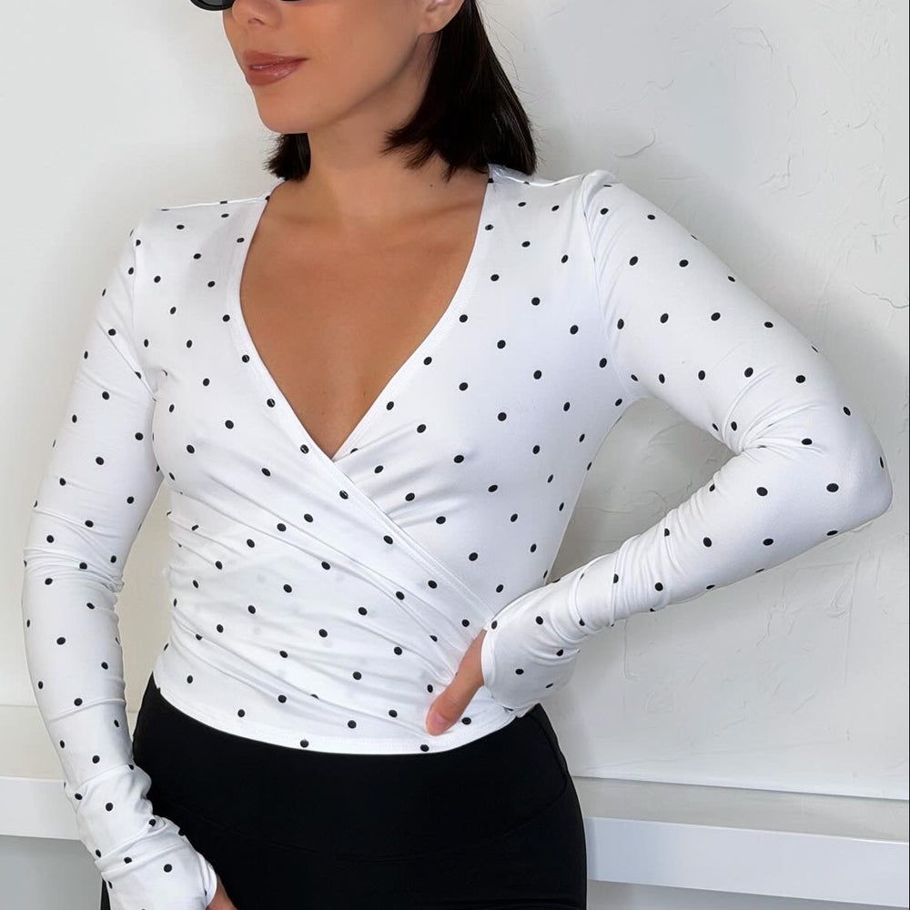 
                      
                        Sophia Wrap Top - Polka Dot
                      
                    