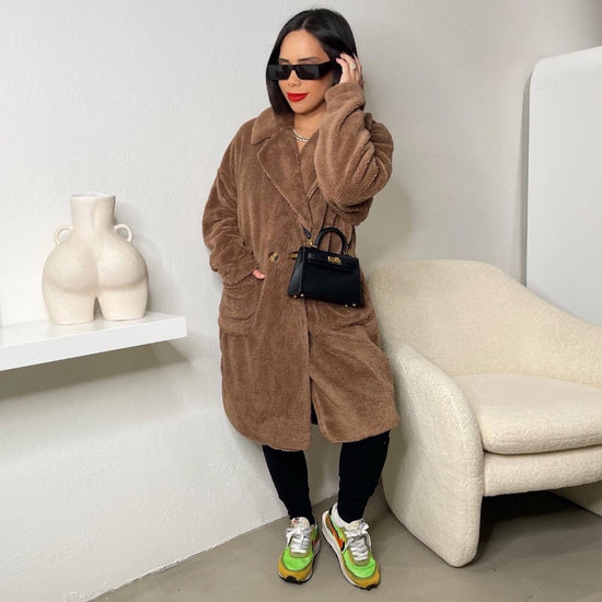 Brown Fuzzy Fleece Coat