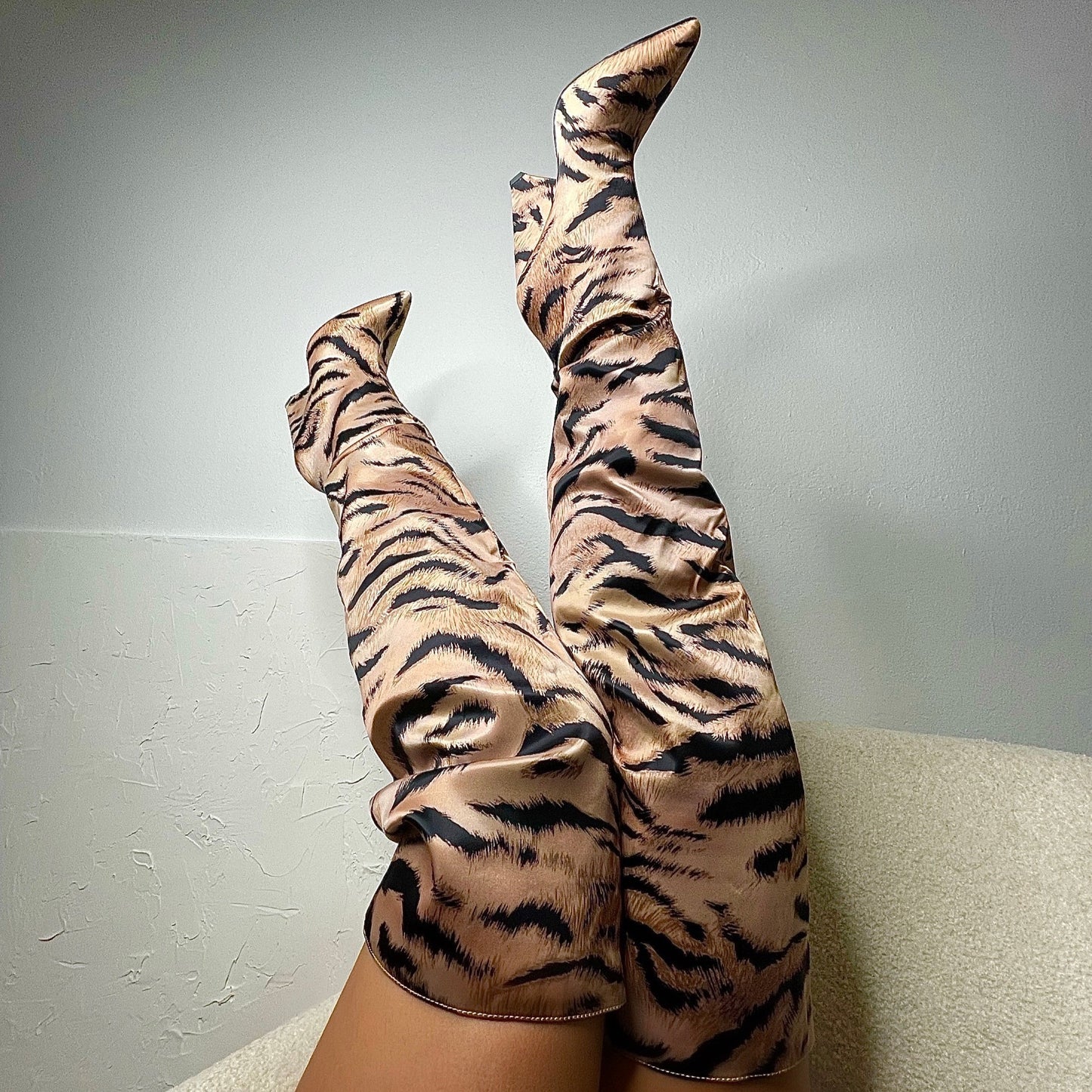 Slouchy Tiger Print Boots