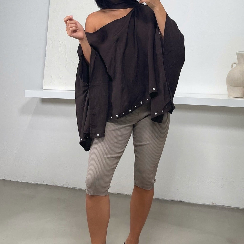 Jamila Off The Shoulder Top - Dark Brown
