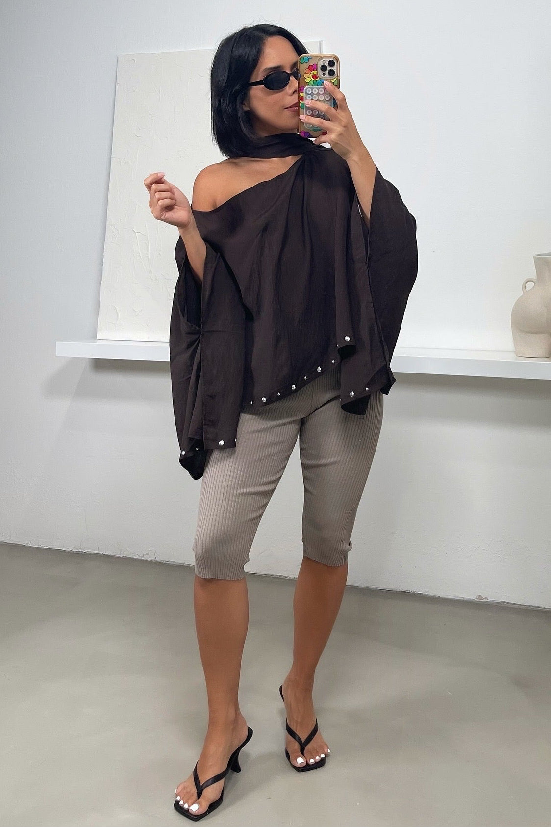 Jamila Off The Shoulder Top - Dark Brown