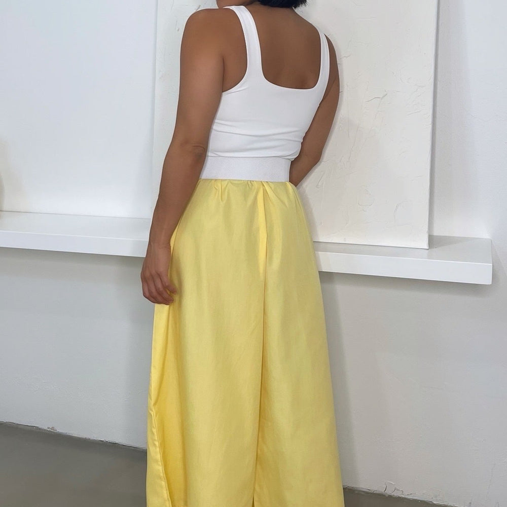
                      
                        Bria Wide-Leg Cropped Pants - Yellow
                      
                    