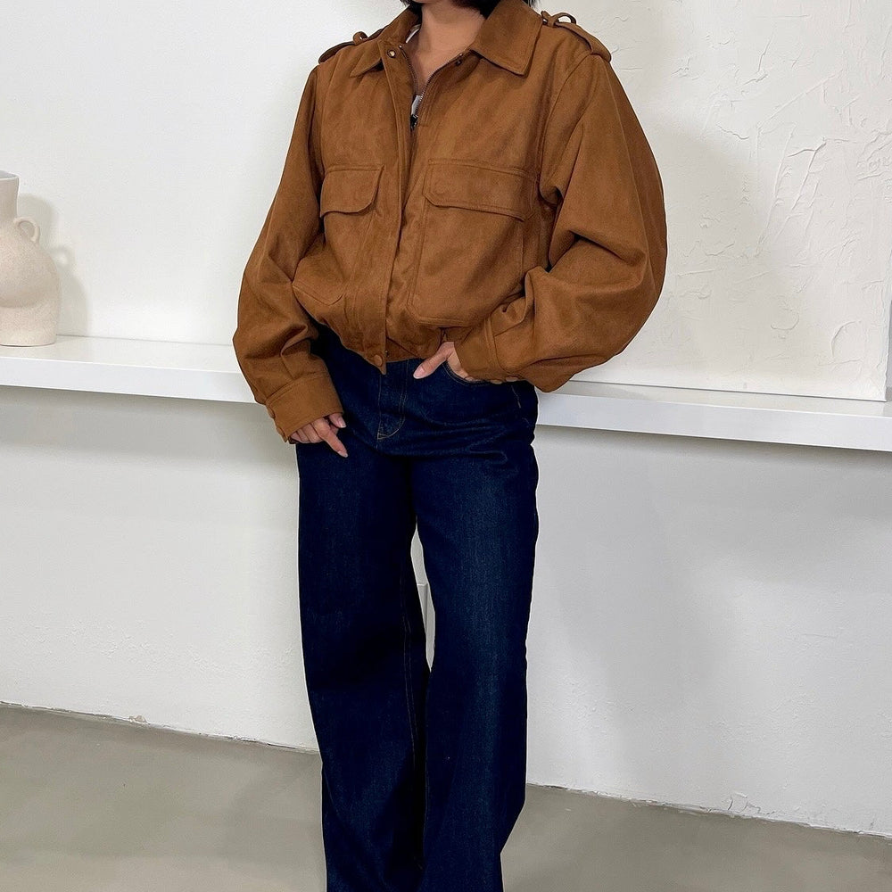 Kaia Faux Suede Jacket - Camel