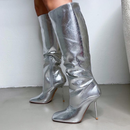 Load image into Gallery viewer, Metallic Silver Boots
