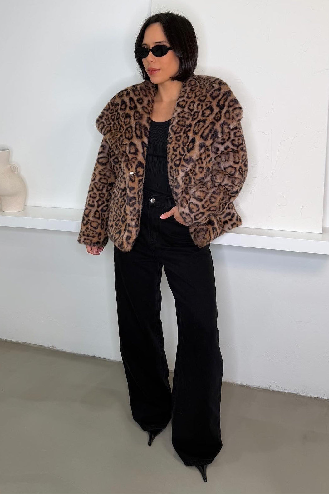 Kris Faux Fur Jacket - Leopard