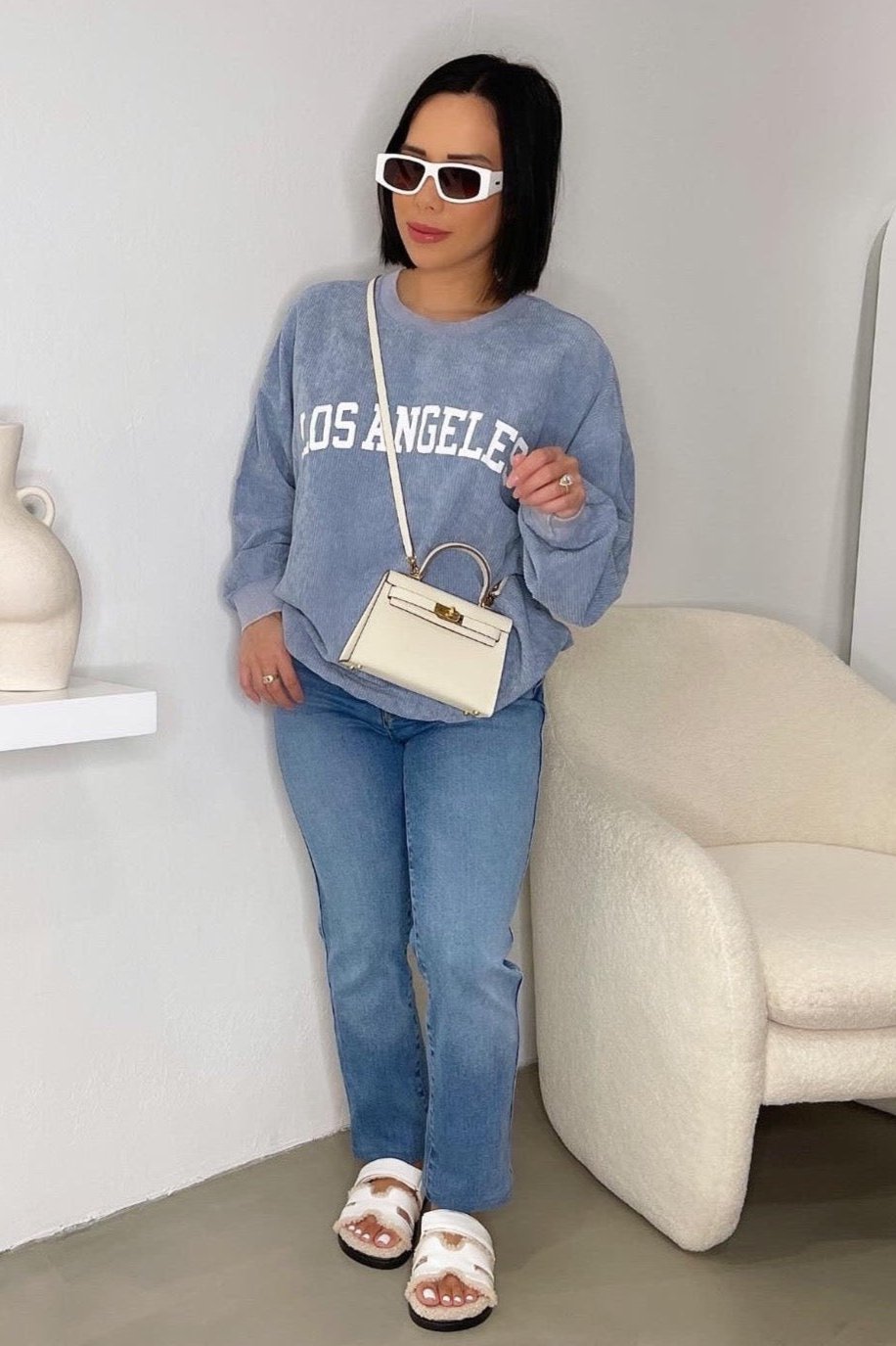 LA Crewneck Sweatshirt - Blue - Trice Boutique