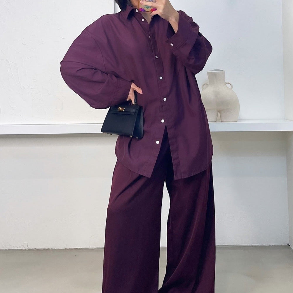 Mila Oversized Shirt - Burgundy