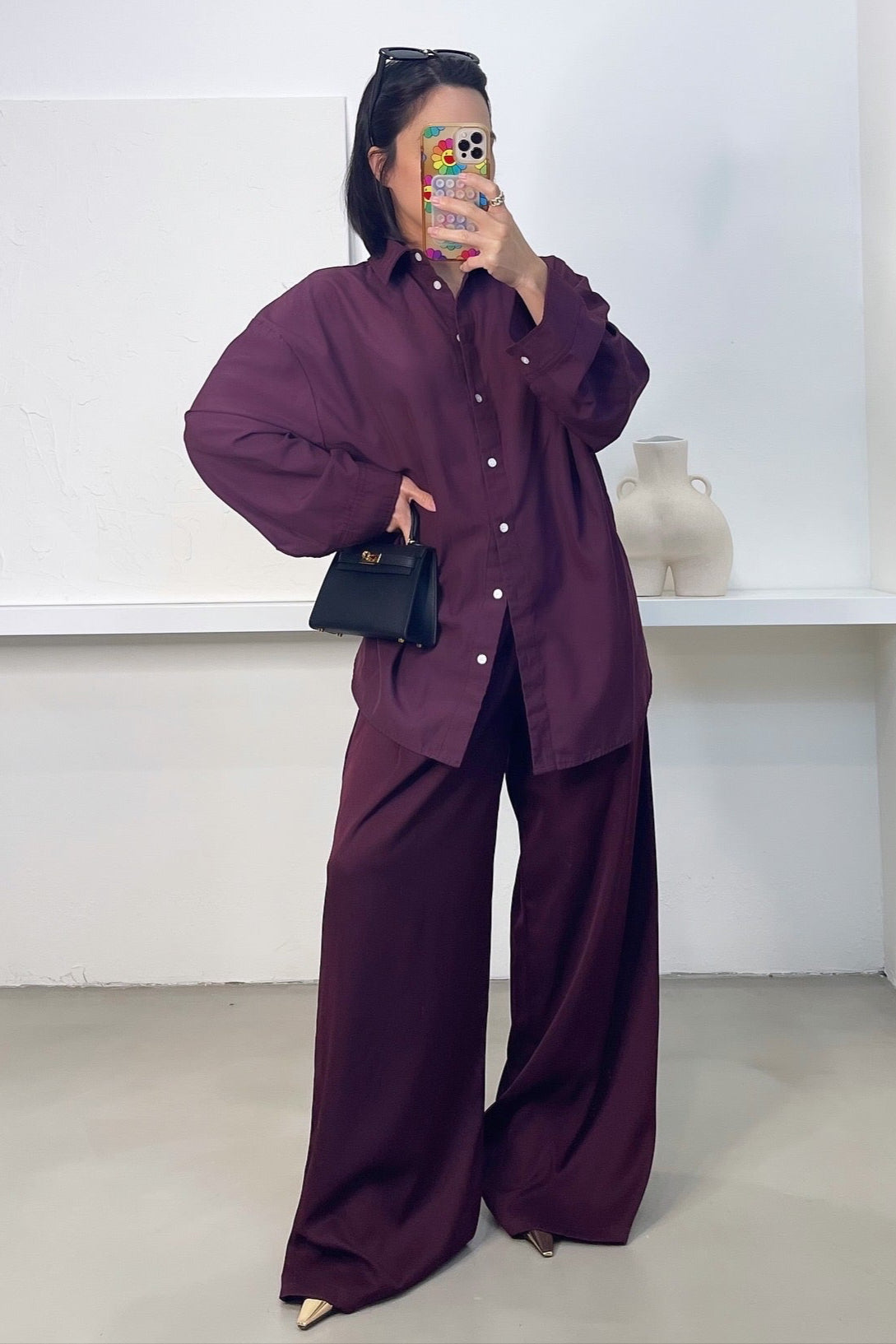 Mila Oversized Shirt - Burgundy