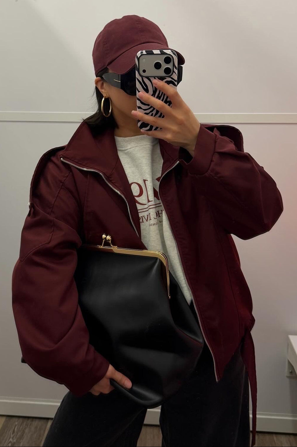 Noemi Funnel Neck Jacket - Burgundy