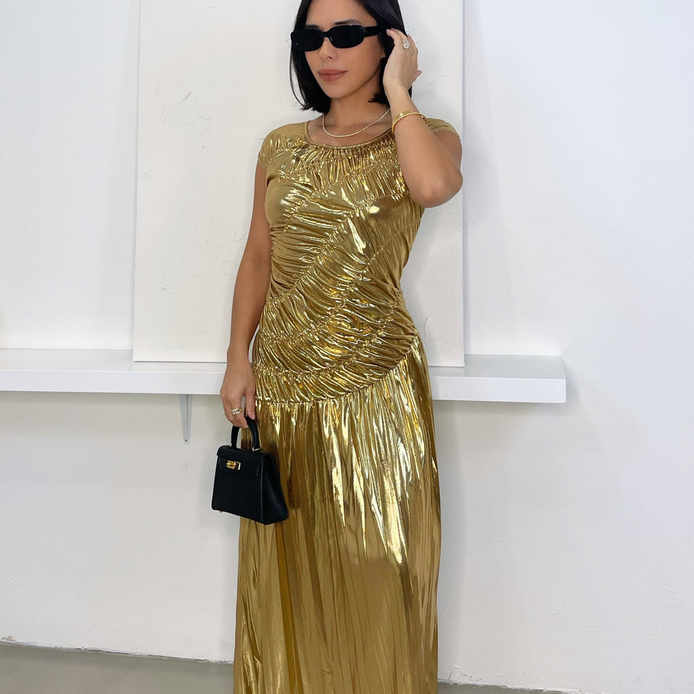 Layla Gold Midi Dress - Gold