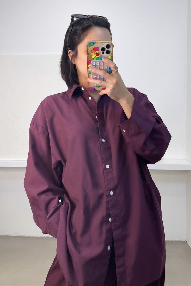 Mila Oversized Shirt - Burgundy