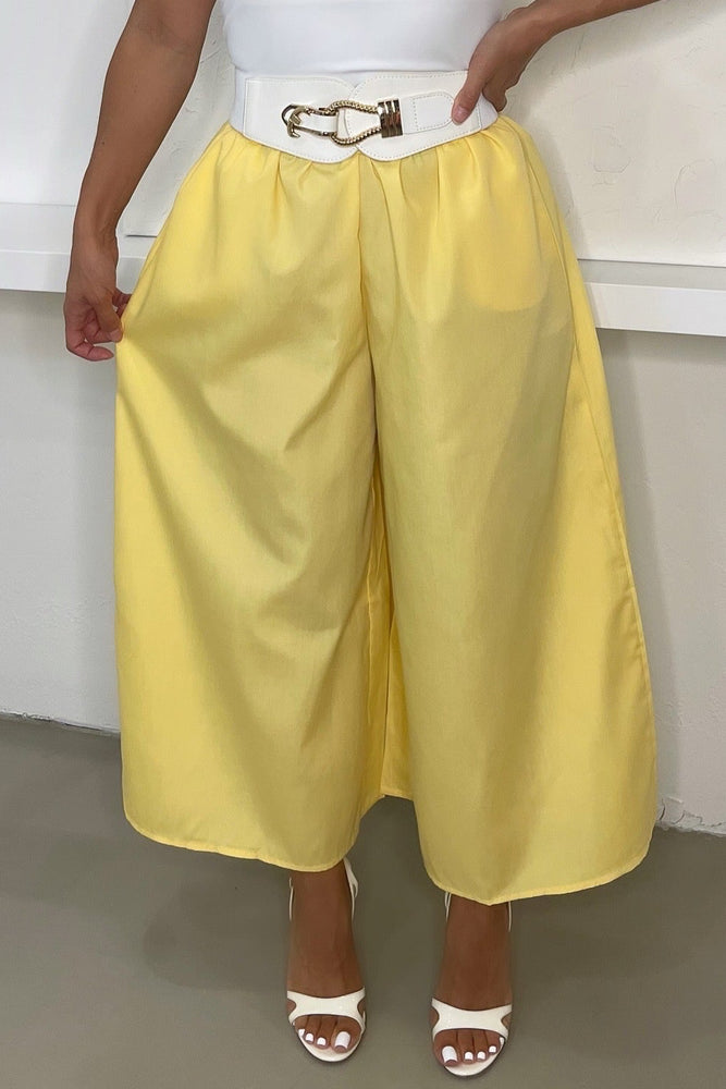 
                      
                        Bria Wide-Leg Cropped Pants - Yellow
                      
                    