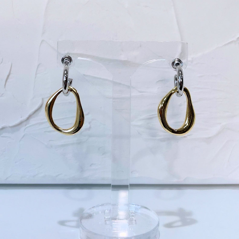 Two-tone Dangle Earrings - Gold/Silver