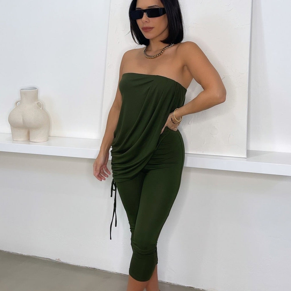 Brooke Capri Jumpsuit— Olive Green