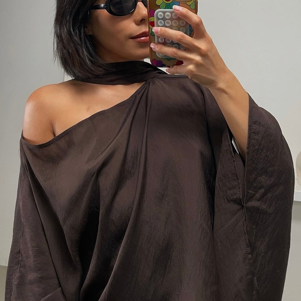 
                      
                        Jamila Off The Shoulder Top - Dark Brown
                      
                    