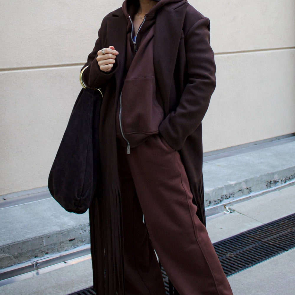 Raya Fringe Coat - Dark Brown