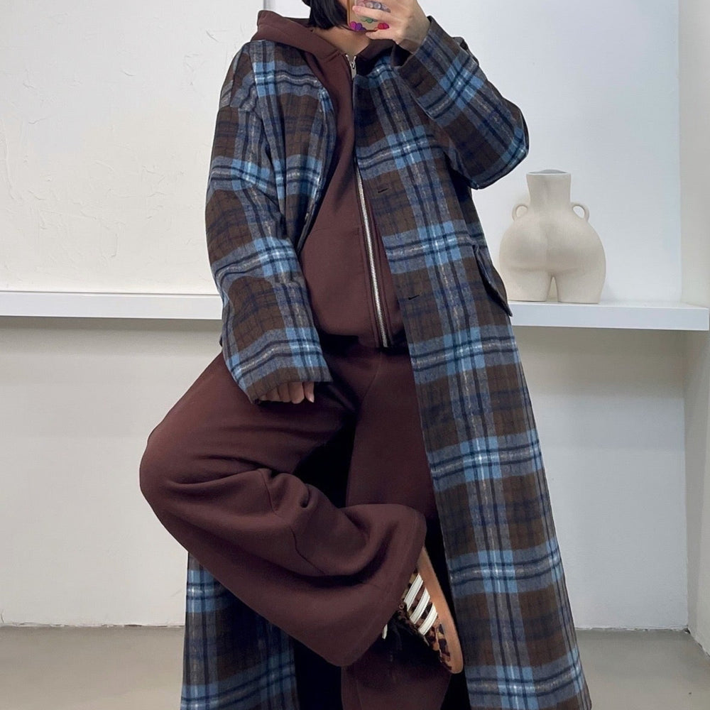 
                      
                        Zoe Plaid Coat - Blue/Brown
                      
                    