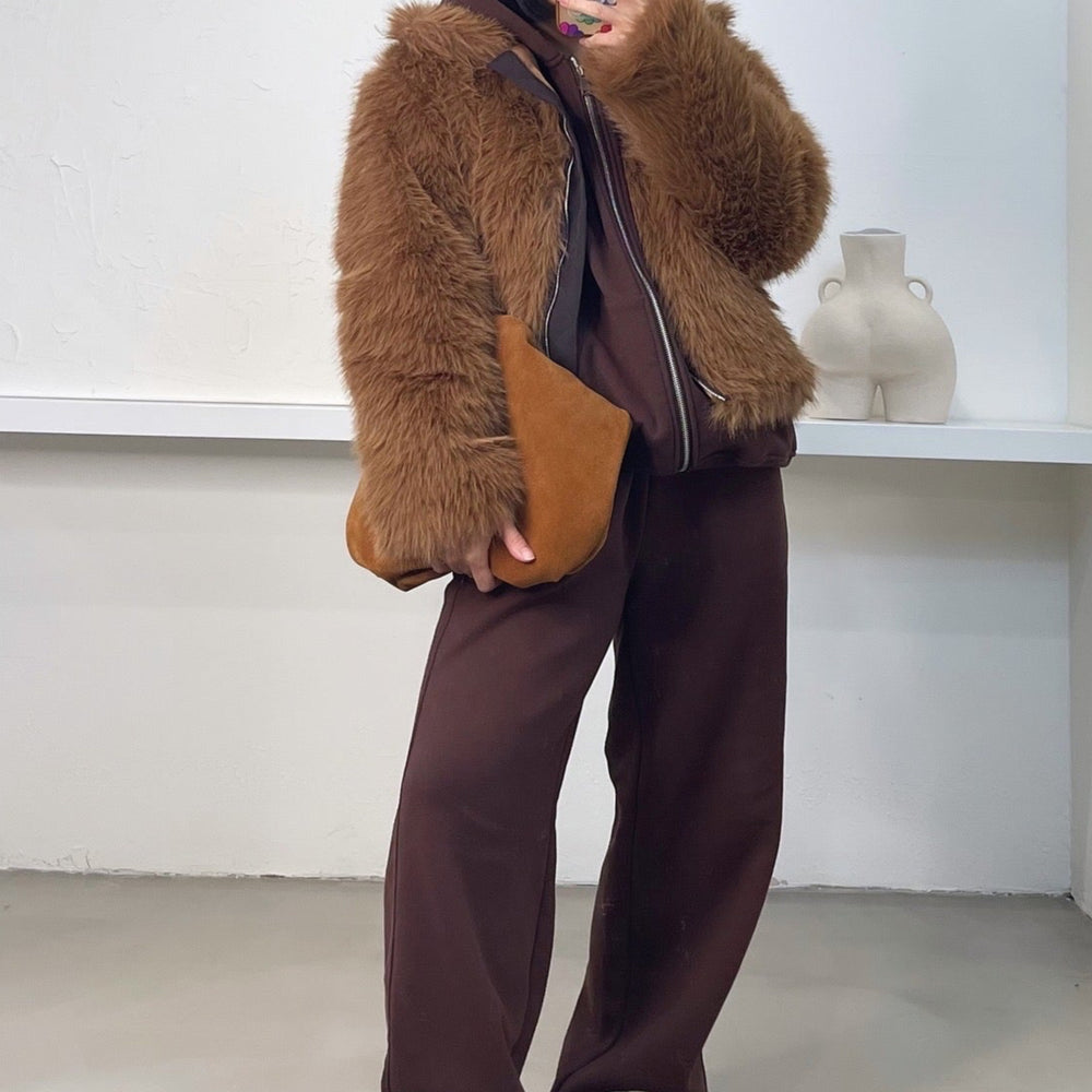 Airee Wide Leg Sweats - Brown