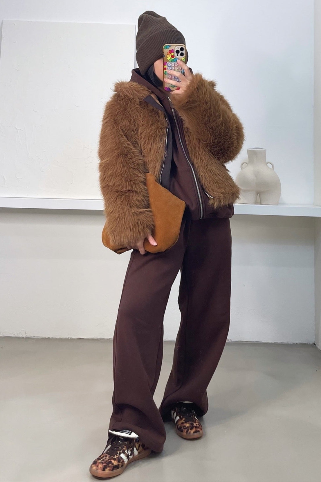 Airee Wide Leg Sweats - Brown