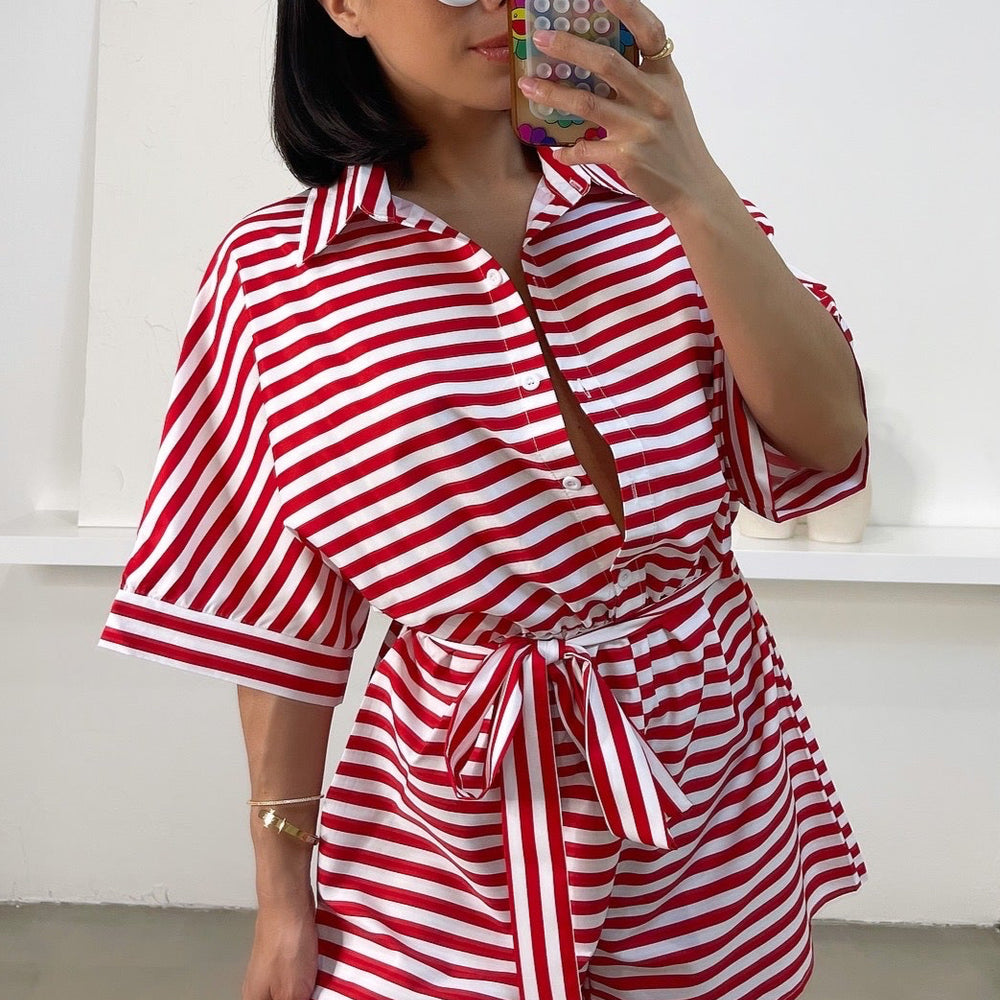 
                      
                        Brynn Romper - Red/White
                      
                    
