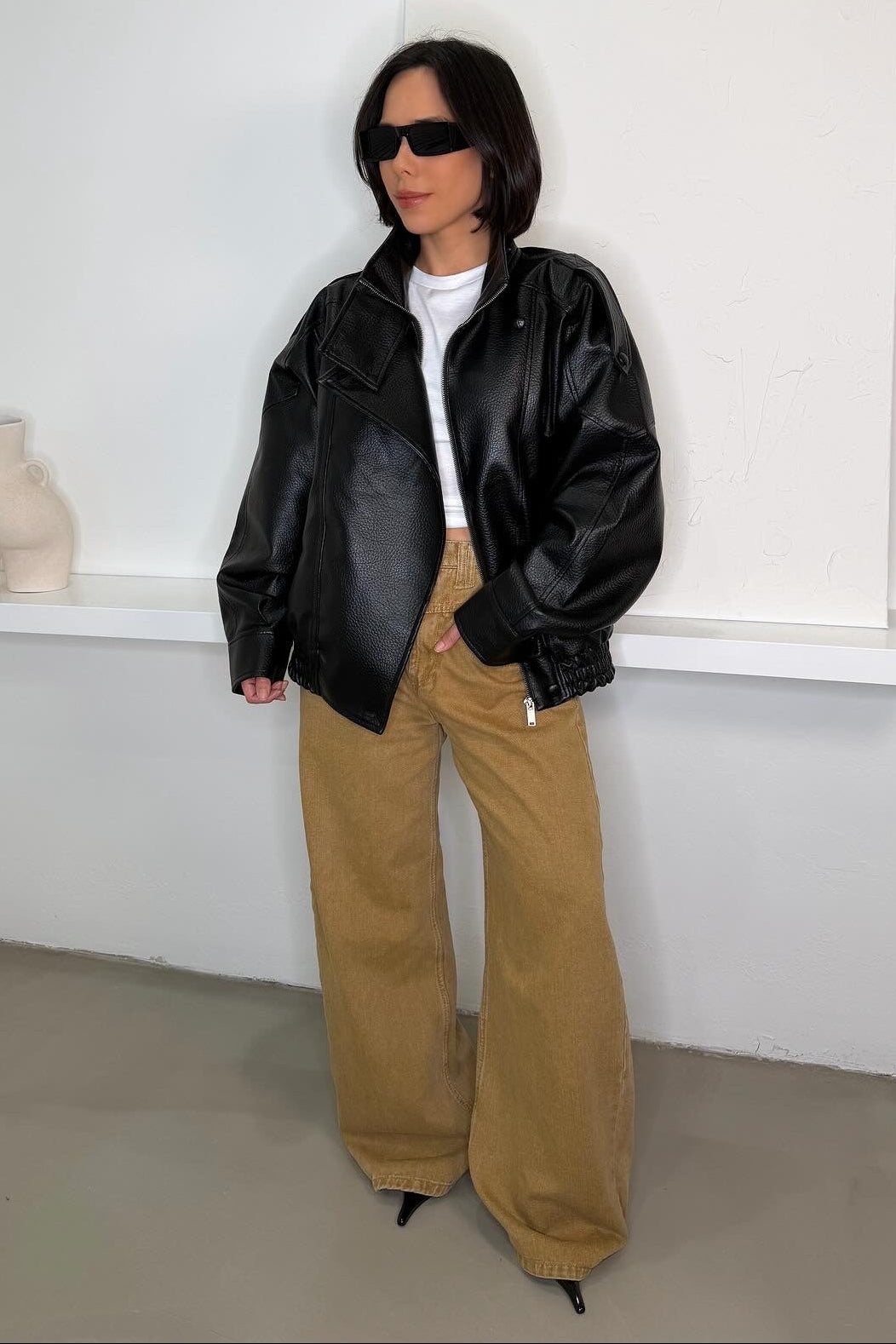 Monica Faux Leather Jacket - Black