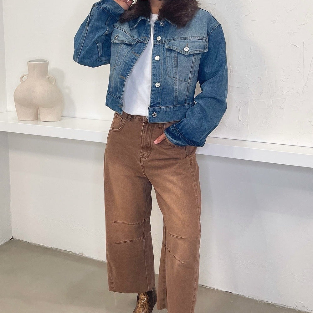 
                      
                        Carina Short Faux Fur Jacket - Denim
                      
                    