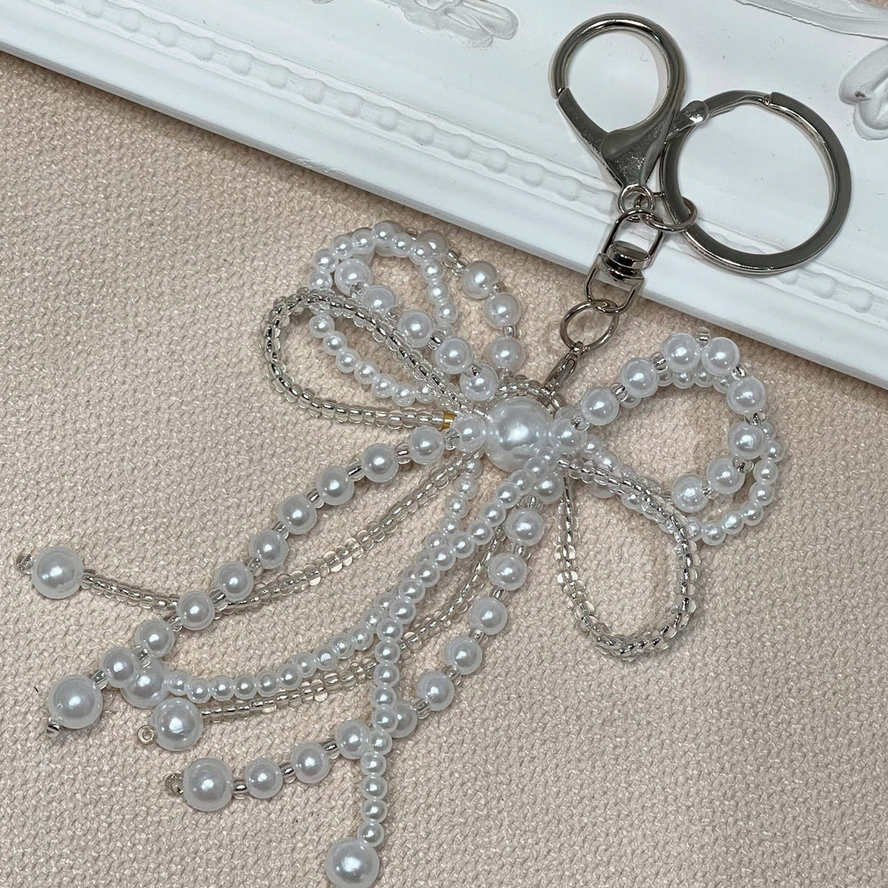 Bow Bag Charm  - Pearl White