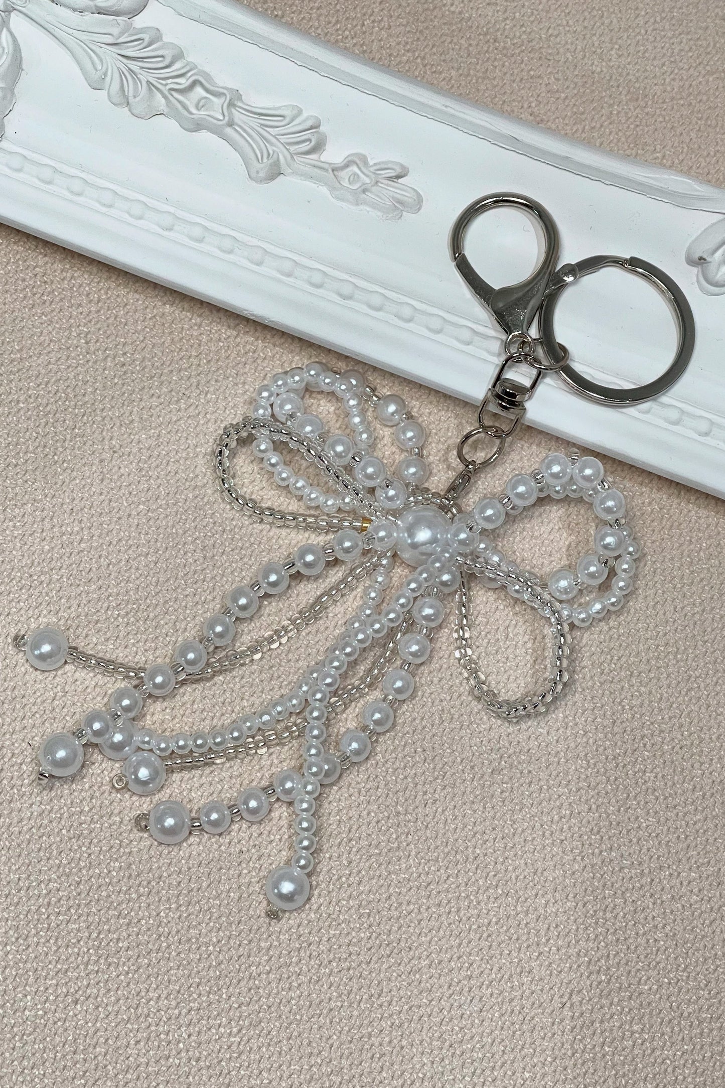 Bow Bag Charm  - Pearl White