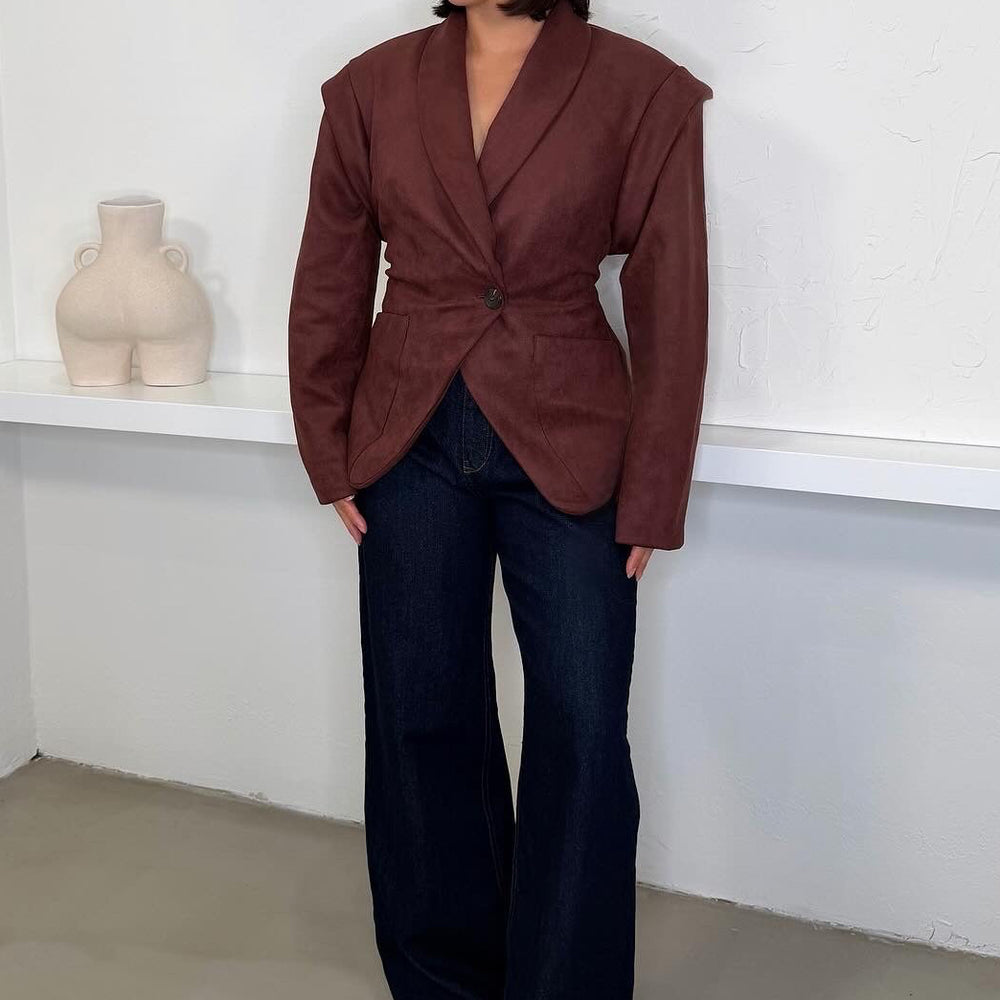 
                      
                        Leina Faux Suede Blazer - Brown
                      
                    