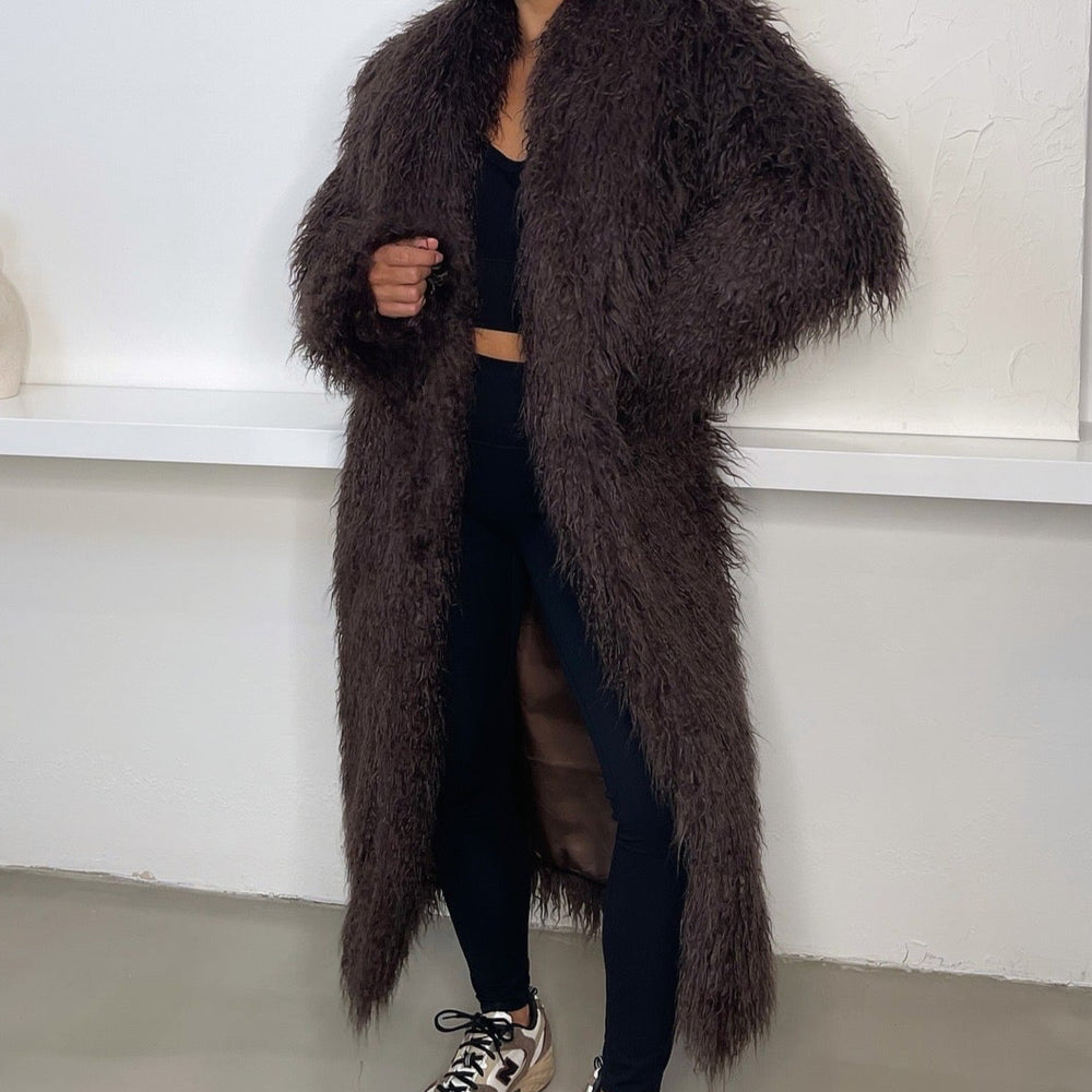Sloane Faux Fur Coat - Brown