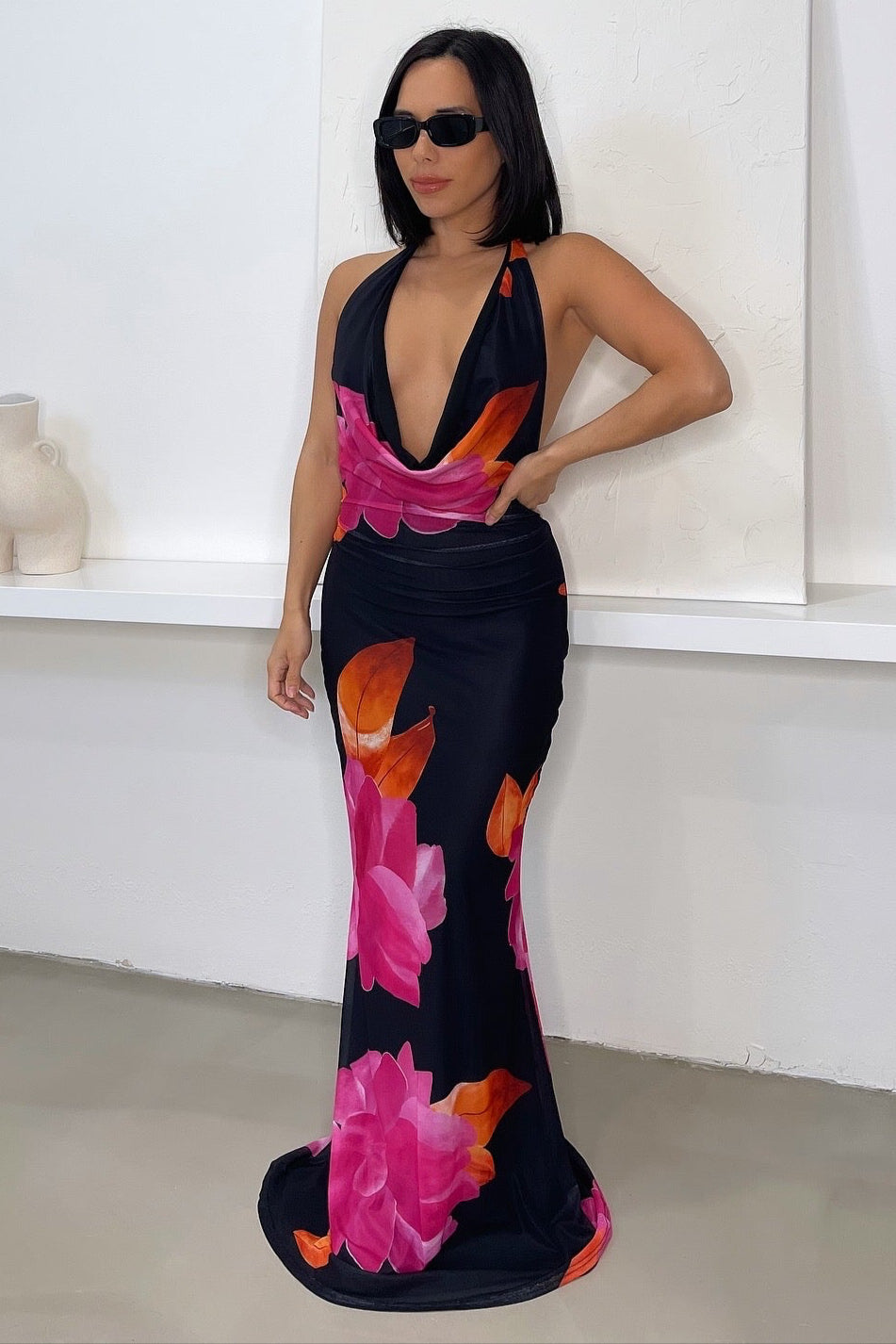 Angelina Maxi Dress - Black/Multi
