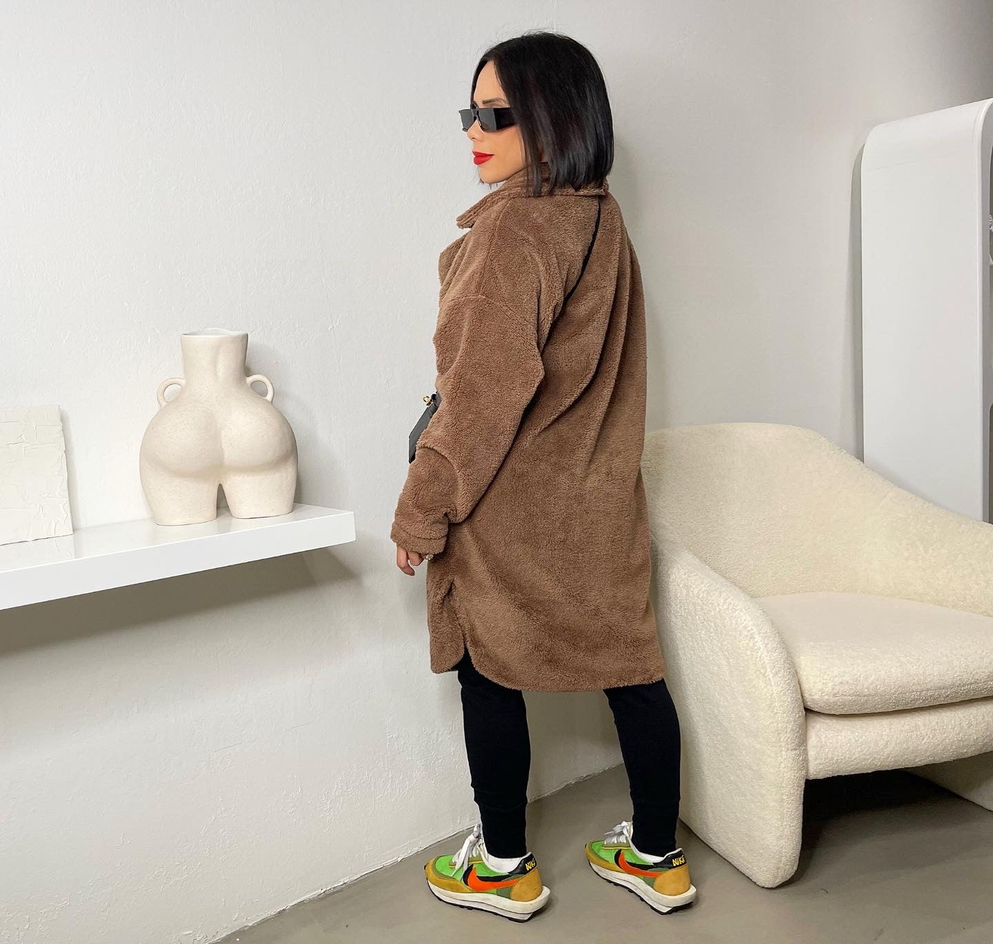 Brown Fuzzy Fleece Coat