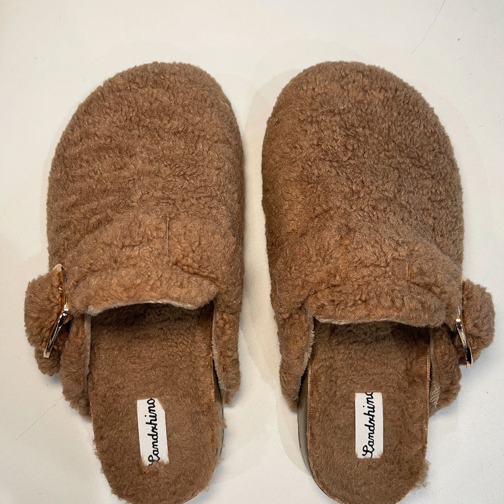 
                      
                        Shayla Faux Teddy Buckle Mules - Brown
                      
                    