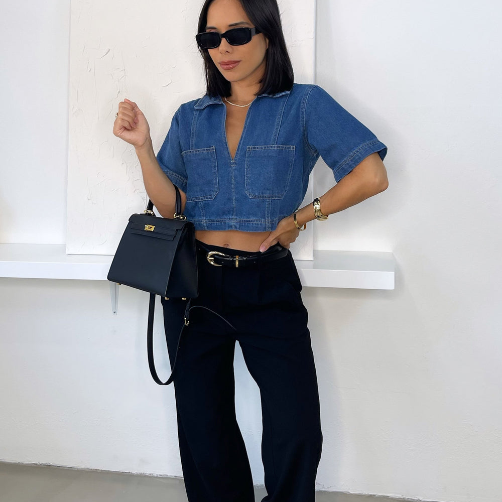 
                      
                        Mila Denim Cropped Top— Dark Denim - Trice Boutique
                      
                    