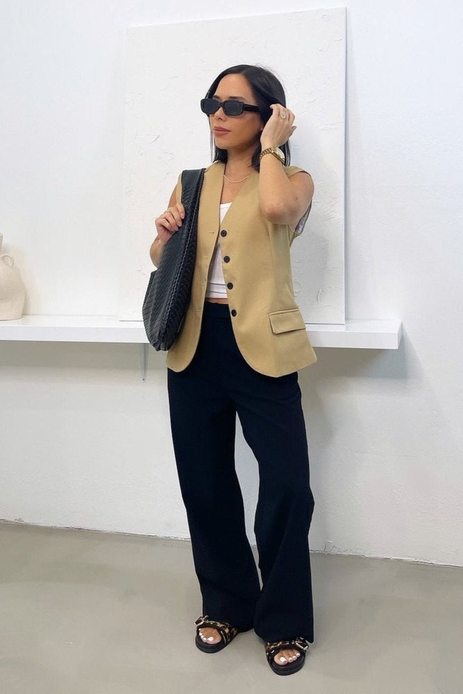 Bianca Blazer Vest - Khaki